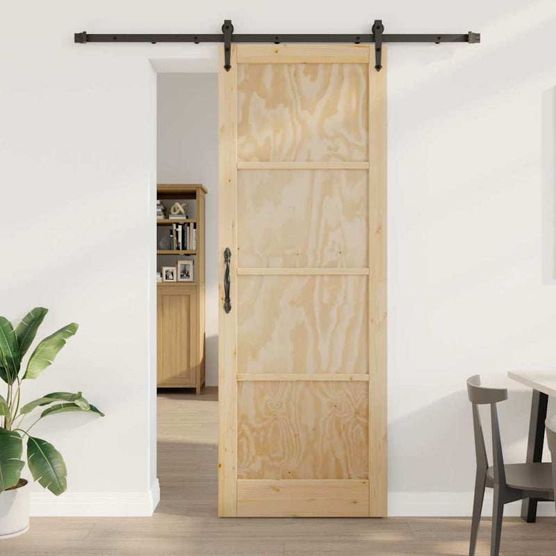 vidaXL Csúszó ajtó Egyéb ORKDAL Természetes és fekete 83 x 232 cm