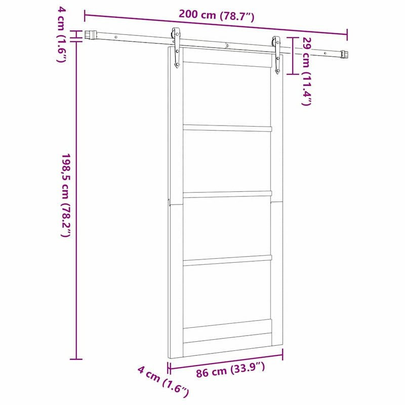 vidaXL Csúszó ajtó Egyéb ORKDAL Természetes és fekete 86 x 198.5 cm