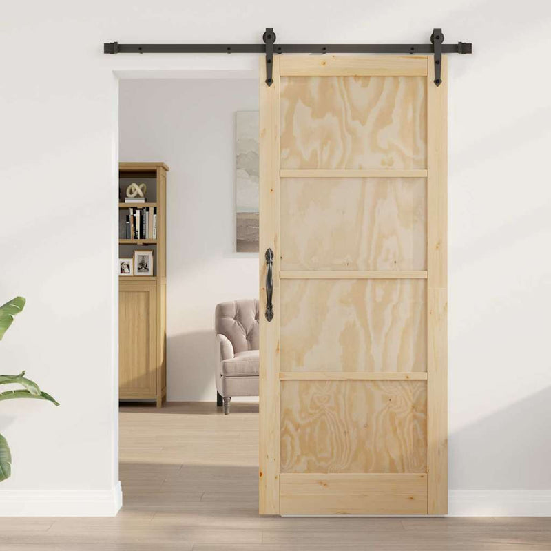 vidaXL Csúszó ajtó ORKDAL Barna 83 x 202 cm Tömör fenyőfa