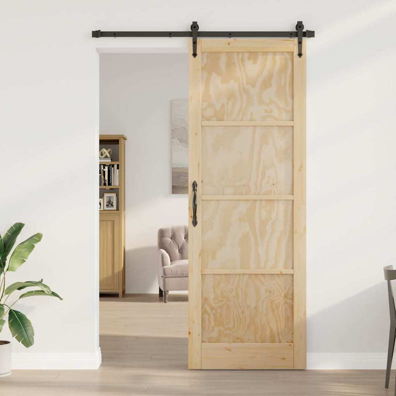 vidaXL Csúszó ajtó ORKDAL Barna 83 x 232 cm Tömör fenyőfa
