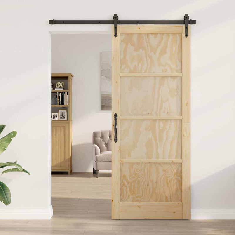 vidaXL Csúszó ajtó ORKDAL Barna 86 x 211 cm Tömör fenyőfa