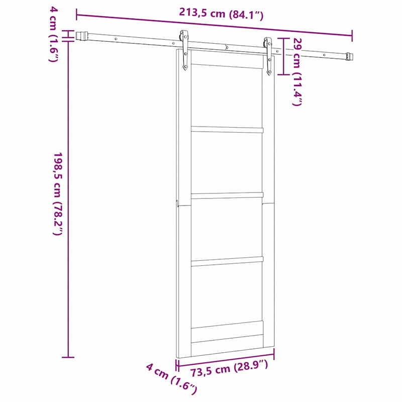 vidaXL Csúszó ajtó ORKDAL Barna 73.5 x 198.5 cm Tömör fenyőfa