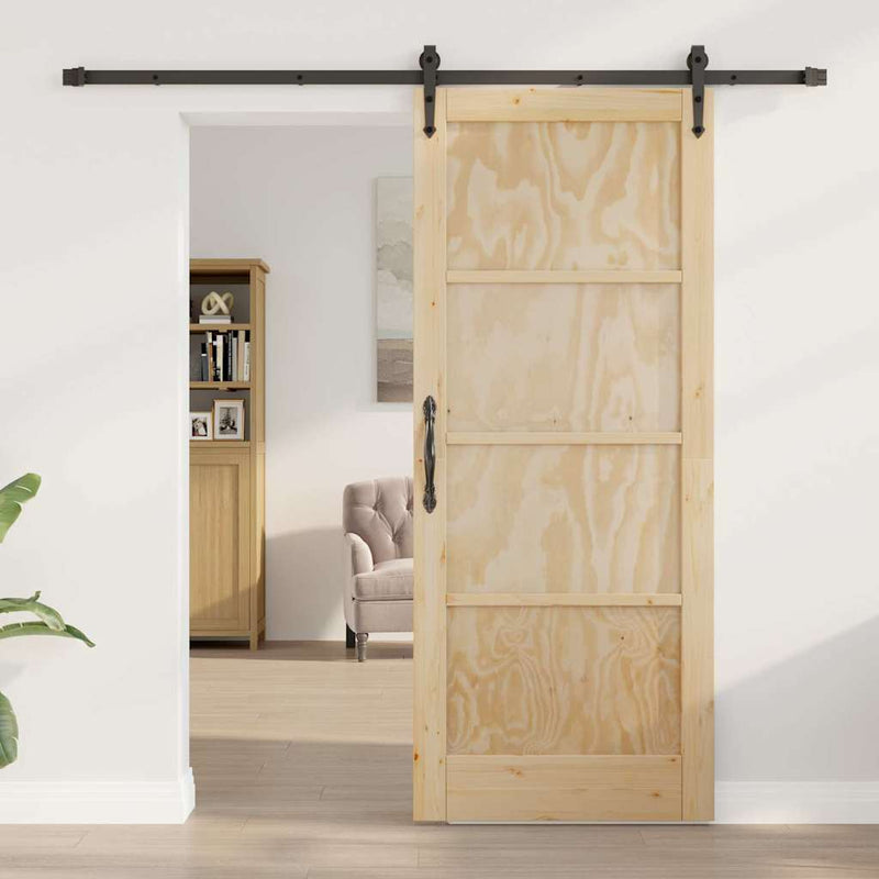 vidaXL Csúszó ajtó ORKDAL Barna 83 x 202 cm Tömör fenyőfa