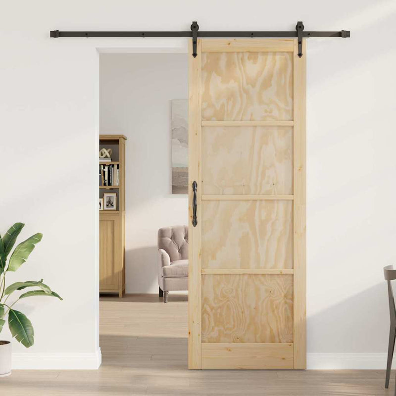 vidaXL Csúszó ajtó ORKDAL Barna 83 x 232 cm Tömör fenyőfa