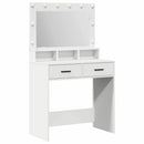 vidaXL Öltözködőasztal tükör lámpákkal Fehér 79 x 41 x 135 cm Faanyag
