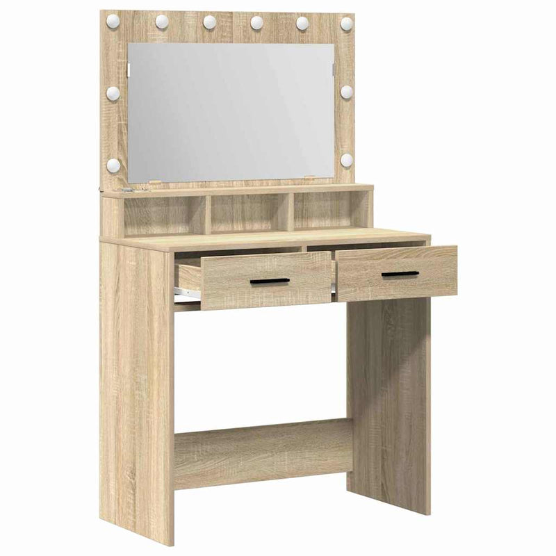 vidaXL Sminktükör fiókkal sonoma tölgy 79 x 41 x 135 cm Faanyag