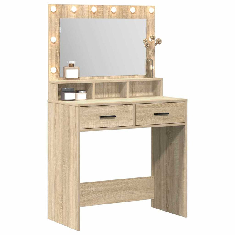 vidaXL Sminktükör fiókkal sonoma tölgy 79 x 41 x 135 cm Faanyag