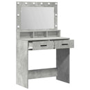 vidaXL Öltözködőasztal fiókkal Beton Szürke 79 x 41 x 135 cm Faanyag