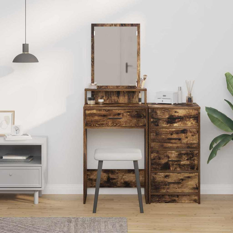 vidaXL Fésülködőasztal fiókkal Füstölt tölgy 50 x 41 x 140 cm Faanyag