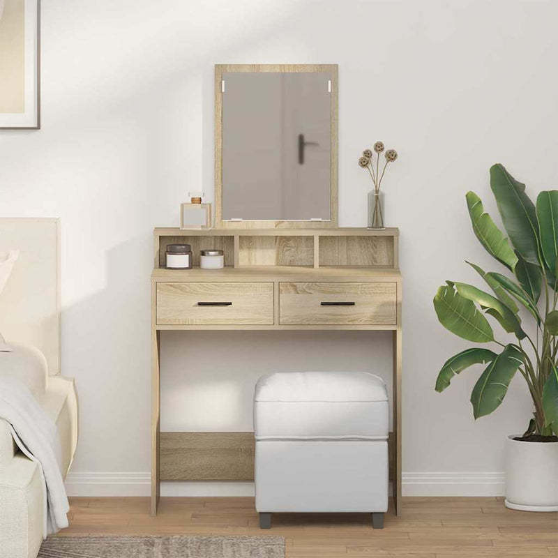 vidaXL Fésülködőasztal fiókkal Sonoma tölgy 79 x 41 x 140 cm Faanyag