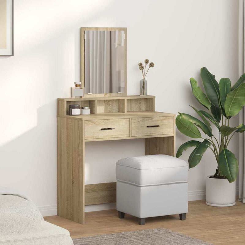 vidaXL Fésülködőasztal fiókkal Sonoma tölgy 79 x 41 x 140 cm Faanyag