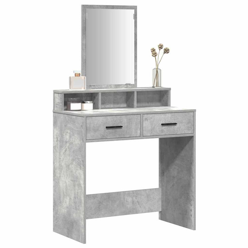vidaXL Fésülködőasztal fiókkal Beton szürke 79 x 41 x 140 cm Faanyag