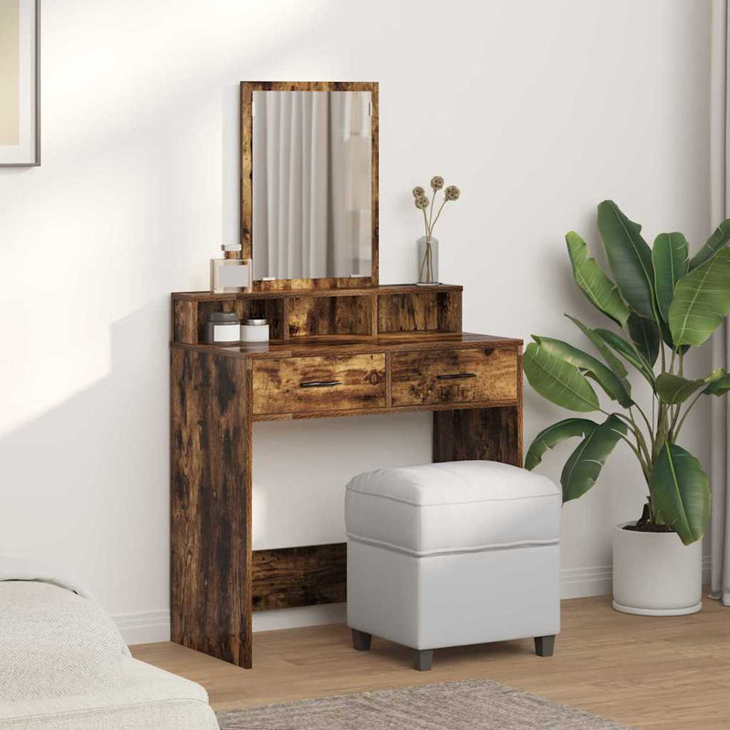 vidaXL Fésülködőasztal fiókkal Füstölt tölgy 79 x 41 x 140 cm Faanyag