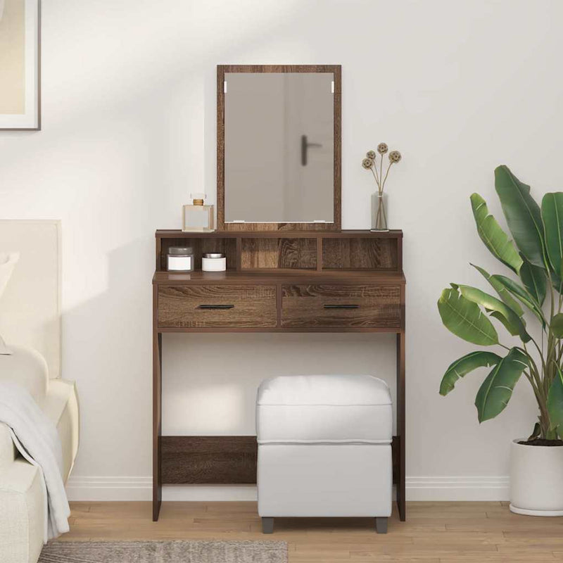 vidaXL Fésülködőasztal fiókkal Barna Tölgy 79 x 41 x 140 cm Faanyag