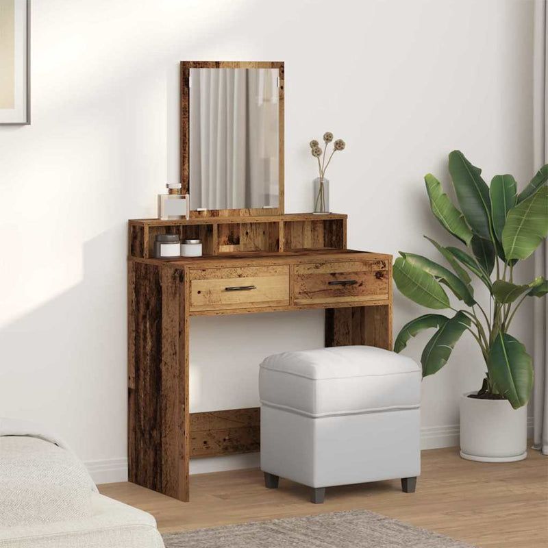 vidaXL Fésülködőasztal fiókkal Régi fa 79 x 41 x 140 cm Faanyag