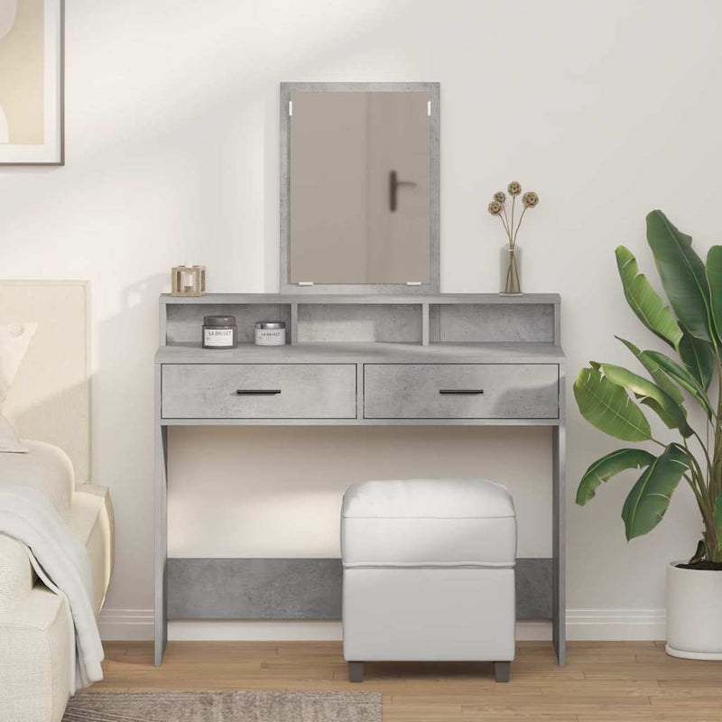 vidaXL Fésülködőasztal fiókkal Beton szürke 100 x 41 x 140 cm Faanyag