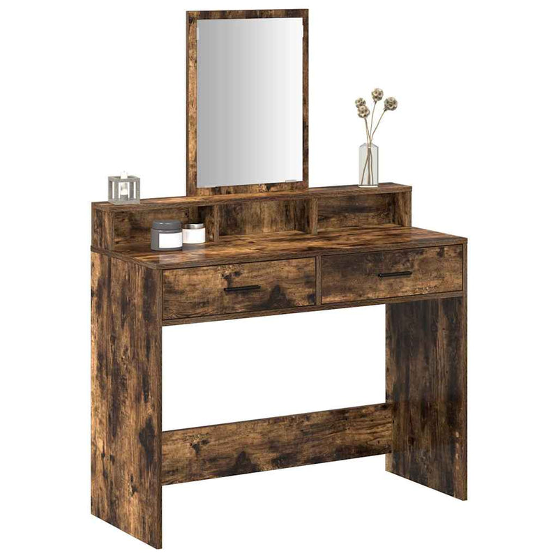 vidaXL Fésülködőasztal fiókkal Füstölt tölgy 100 x 41 x 140 cm Faanyag