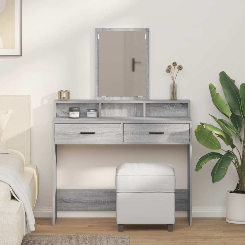 vidaXL Fésülködőasztal fiókkal Szürke Sonoma 100 x 41 x 140 cm Faanyag