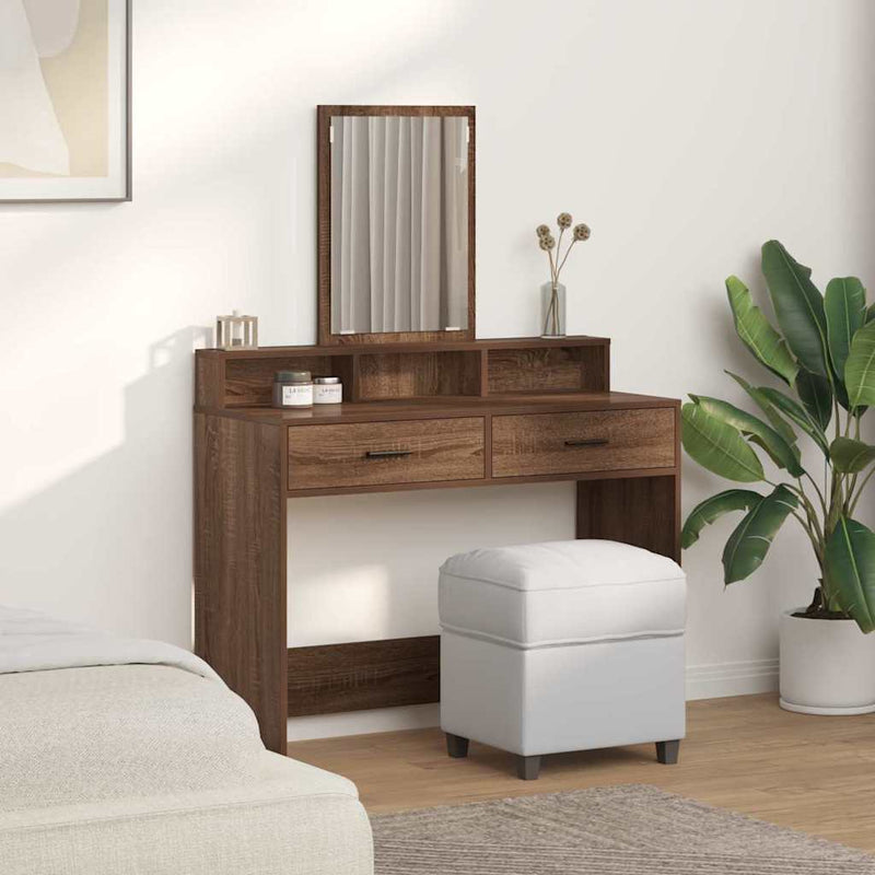 vidaXL Fésülködőasztal fiókkal barna tölgy 100 x 41 x 140 cm Faanyag