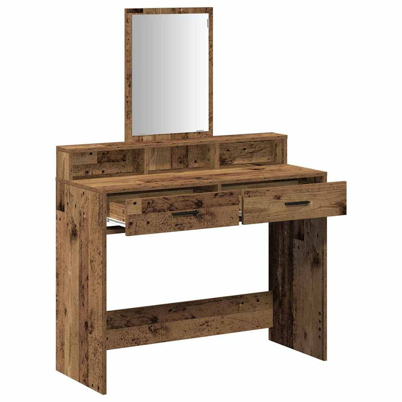vidaXL Fésülködőasztal fiókkal Öreg fa 100 x 41 x 140 cm Faanyag