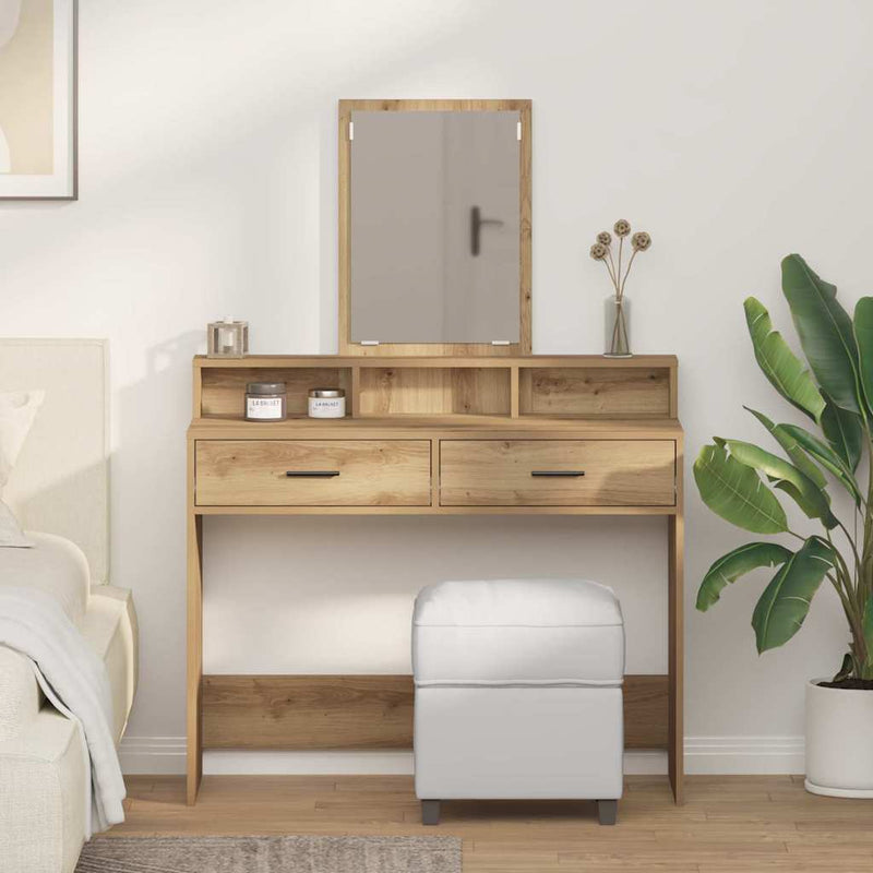 vidaXL Fésülködőasztal kézműves tölgy 100 x 41 x 140 cm Faanyag