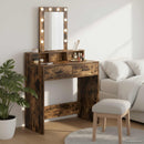 vidaXL Öltözködőasztal tükör lámpákkal Barna 79 x 41 x 140 cm Faanyag