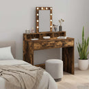 vidaXL Öltözködőasztal tükör lámpákkal Barna 100 x 41 x 140 cm Faanyag