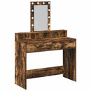 vidaXL Öltözködőasztal tükör lámpákkal Barna 100 x 41 x 140 cm Faanyag