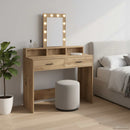 vidaXL Öltözködőasztal tükör lámpákkal Barna 100 x 41 x 140 cm Faanyag