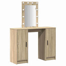 vidaXL Öltözködőasztal tükör lámpákkal Barna 102 x 33 x 135 cm Faanyag