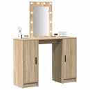 vidaXL Öltözködőasztal tükör lámpákkal Barna 102 x 33 x 135 cm Faanyag