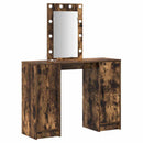 vidaXL Öltözködőasztal tükör lámpákkal Barna 102 x 33 x 135 cm Faanyag