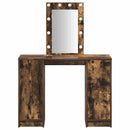 vidaXL Öltözködőasztal tükör lámpákkal Barna 102 x 33 x 135 cm Faanyag