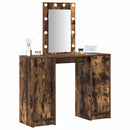 vidaXL Öltözködőasztal tükör lámpákkal Barna 102 x 33 x 135 cm Faanyag