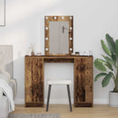 vidaXL Öltözködőasztal tükör lámpákkal Barna 102 x 33 x 135 cm Faanyag