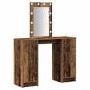 vidaXL Öltözködőasztal tükör lámpákkal Barna 102 x 33 x 135 cm Faanyag