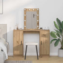 vidaXL Öltözködőasztal tükör lámpákkal Barna 102 x 33 x 135 cm Faanyag