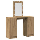 vidaXL Öltözködőasztal tükör lámpákkal Barna 102 x 33 x 135 cm Faanyag