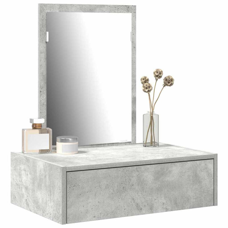 vidaXL Öltözködőasztal fiókkal tükörrel Szürke 60 x 40 x 70 cm Faanyag