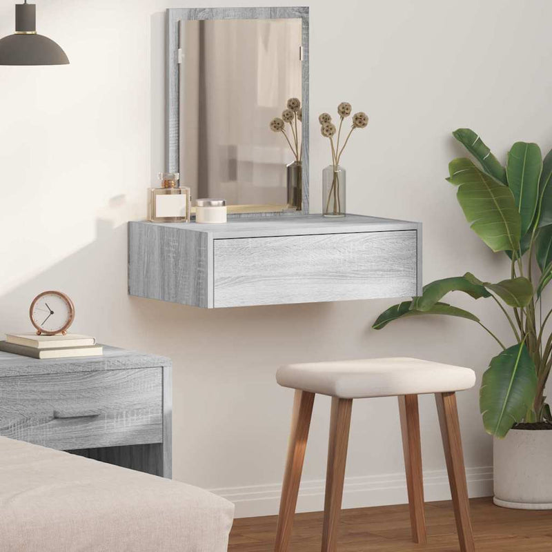 vidaXL Öltözködőasztal fiókkal tükörrel Szürke 60 x 40 x 70 cm Faanyag