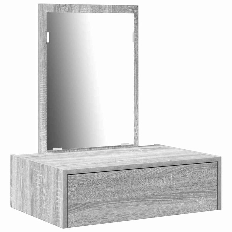 vidaXL Öltözködőasztal fiókkal tükörrel Szürke 60 x 40 x 70 cm Faanyag