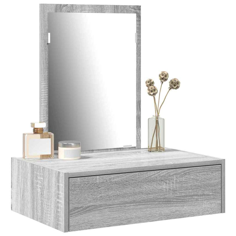 vidaXL Öltözködőasztal fiókkal tükörrel Szürke 60 x 40 x 70 cm Faanyag
