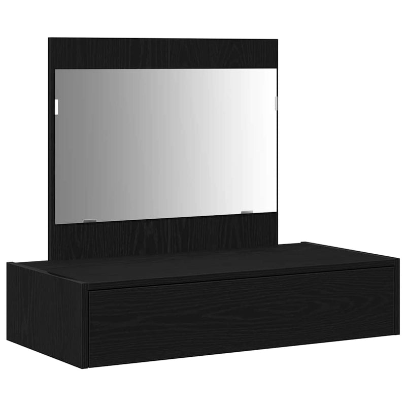vidaXL Öltözködőasztal fiókkal tükörrel Fekete 83 x 40 x 70 cm Faanyag