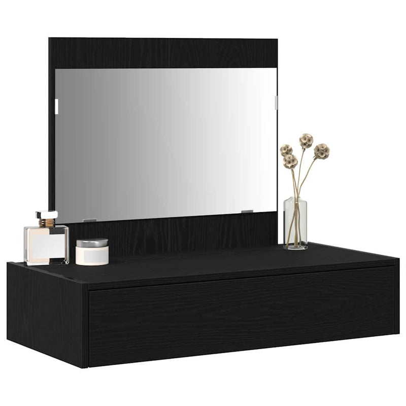 vidaXL Öltözködőasztal fiókkal tükörrel Fekete 83 x 40 x 70 cm Faanyag