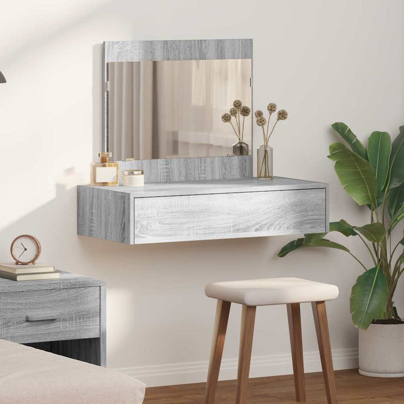 vidaXL Öltözködőasztal fiókkal tükörrel Szürke 83 x 40 x 70 cm Faanyag