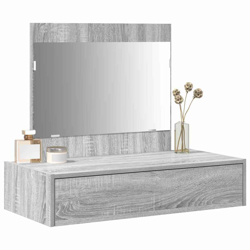 vidaXL Öltözködőasztal fiókkal tükörrel Szürke 83 x 40 x 70 cm Faanyag
