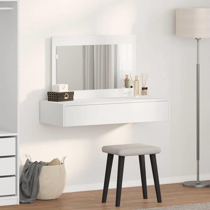vidaXL Öltözködőasztal fiókkal tükörrel Fehér 100 x 40 x 70 cm Faanyag