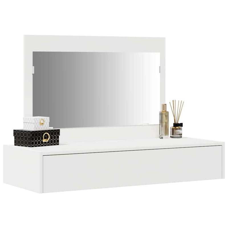 vidaXL Öltözködőasztal fiókkal tükörrel Fehér 100 x 40 x 70 cm Faanyag