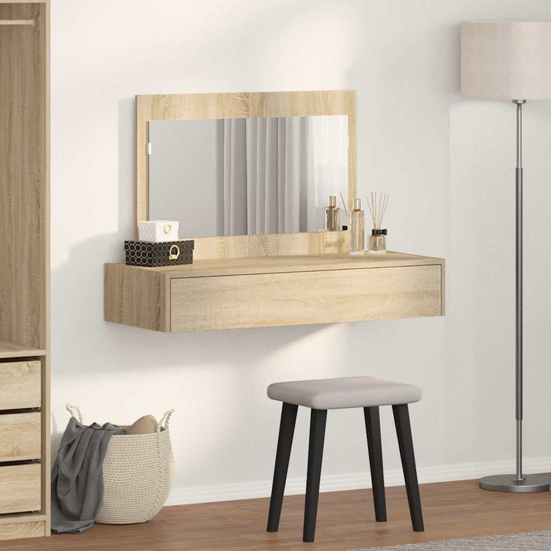 vidaXL Öltözködőasztal fiókkal tükörrel Barna 100 x 40 x 70 cm Faanyag