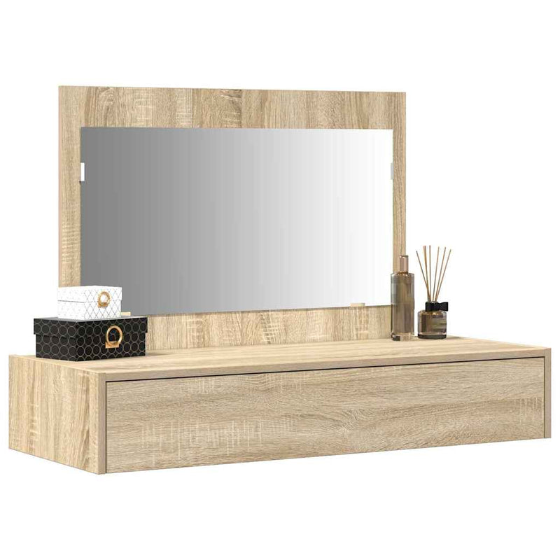 vidaXL Öltözködőasztal fiókkal tükörrel Barna 100 x 40 x 70 cm Faanyag